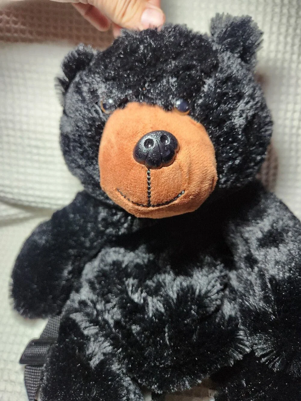 Plush Black Bear Kids Backpack - Soft Teddy Design